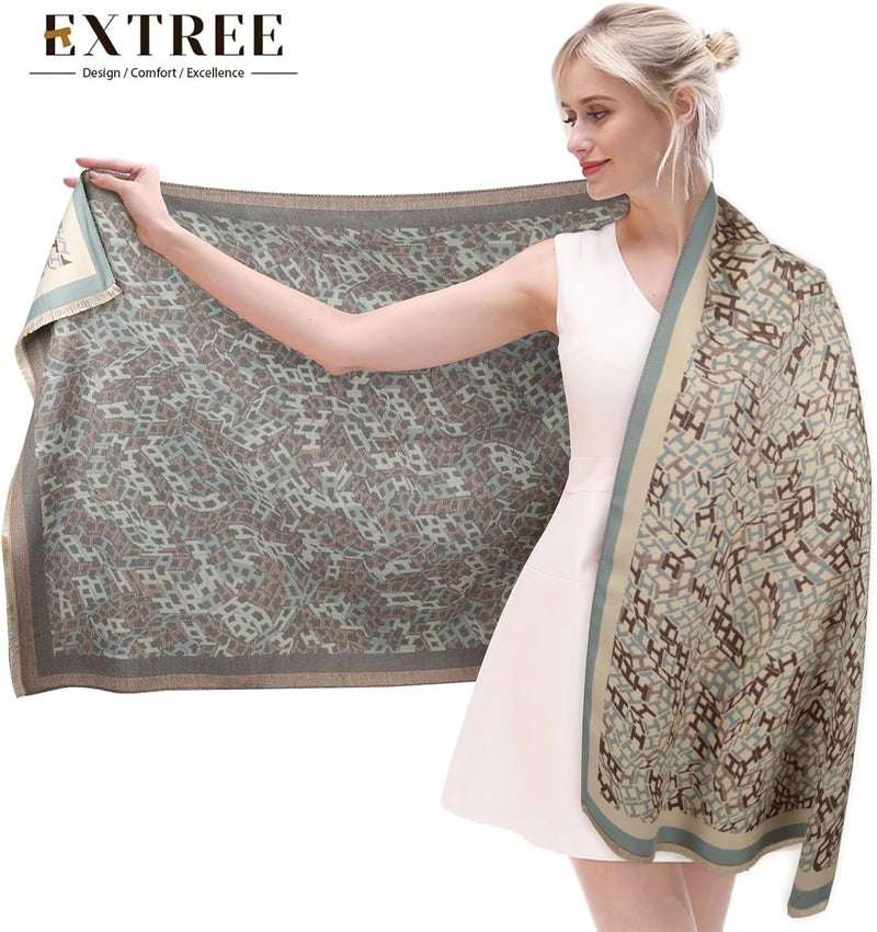 EXTREE Scarfs for Women Pashmina Silky Shawl Wrap for Evening Dressing Blanket Open Front Poncho Cape - Image 5